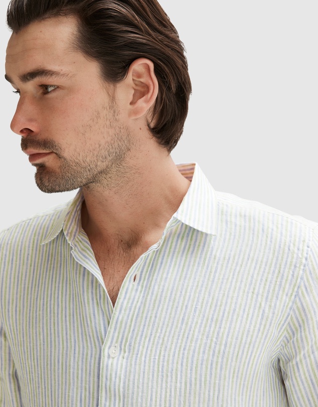 Trenery - Tailored Fit Linen Yarn Dyed Bengal Stripe Shirt