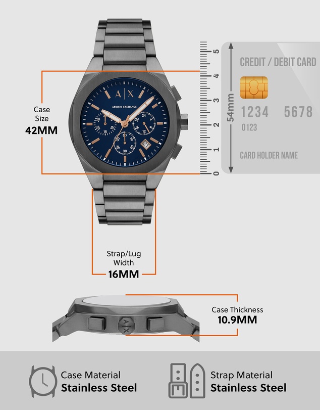Armani Exchange - Gun-Metal Chronograph Watch