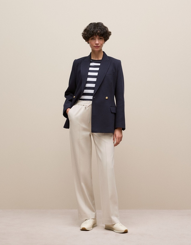 Trenery - Mercerised Cotton Stripe T-shirt in Night Sky