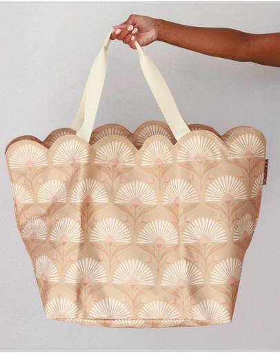 Sky Gazer - Scalloped Edge Beach Bag- Rosebud Tan
