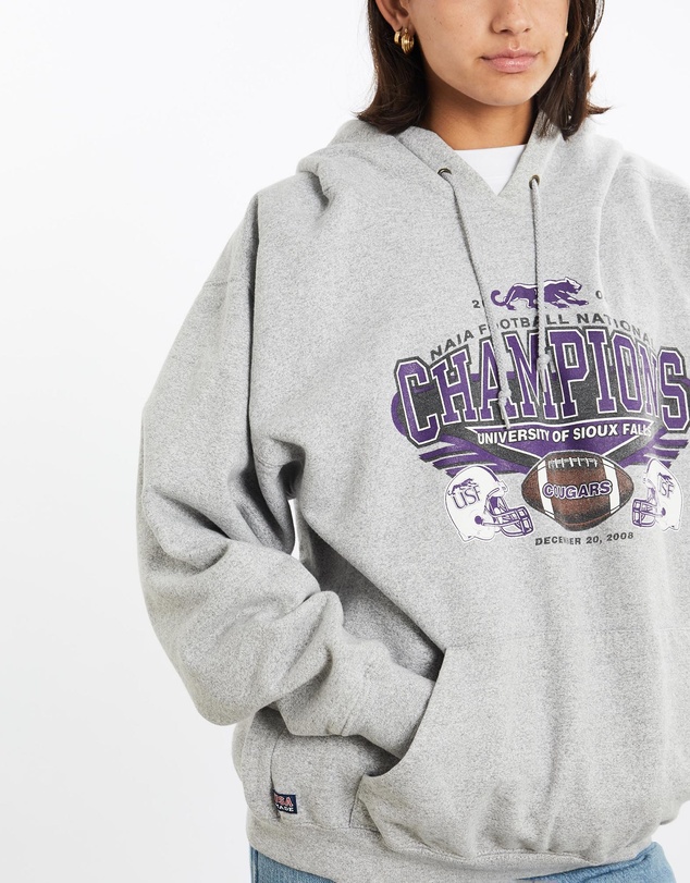 Vintage by The Real Deal - Pre Loved - Vintage University of Sioux Falls Cougars Hooded Sweatshirt