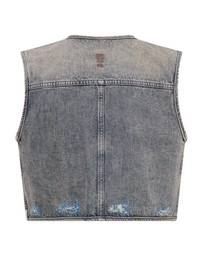 ONE TEASPOON - Cropped Denim Utility Vest - Island Blue