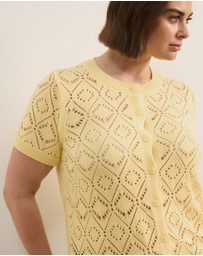 Atmos&Here Curvy - Hani Short Sleeve Open Knit Cardigan