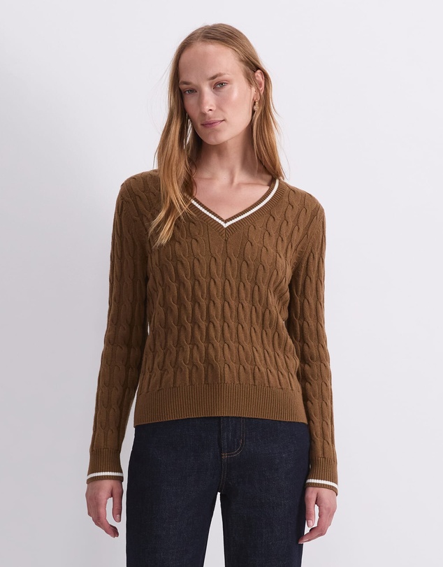 Sportscraft - Merino Cable V Neck Sweater