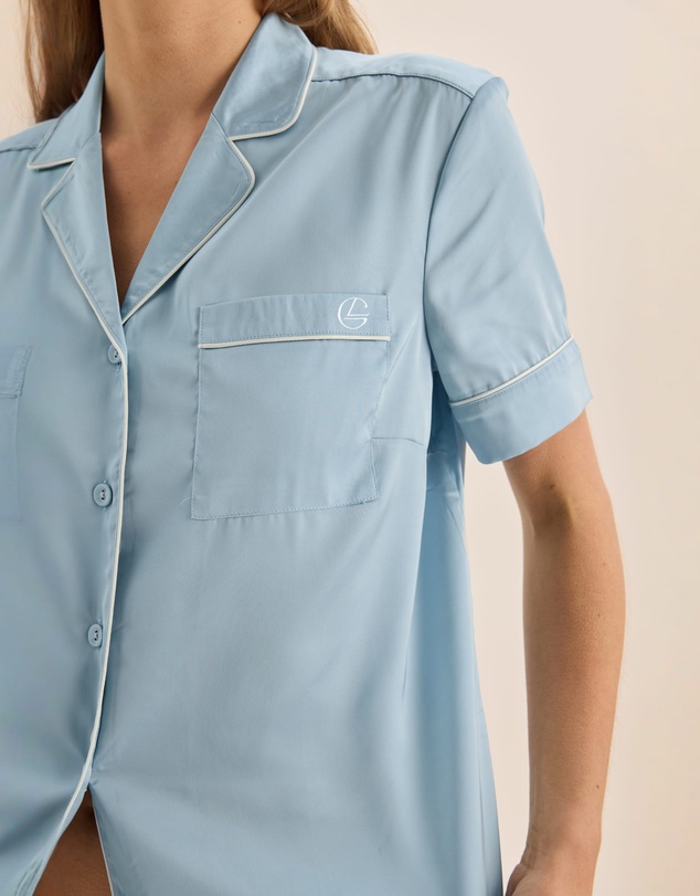 Gingerlilly - Sonia Blue Satin Short PJ Set