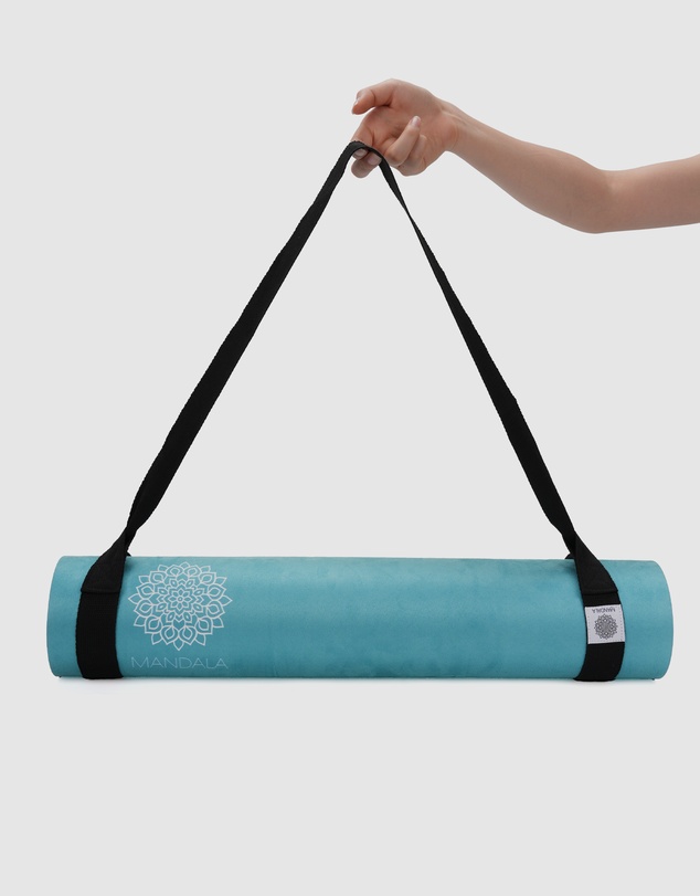 Mandala - Mandala Yoga Mat Premium Bundle, Includes Yoga Mat 188cm H x 61cm W, Yoga Strap & Steel Hydration Bottle - Teal