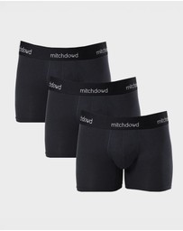 Mitch Dowd - Mens Stretch Cotton Comfort Long Leg Trunks 3 Pack - Black