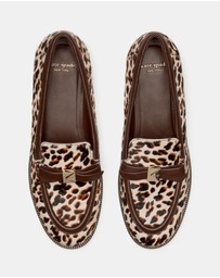 Kate Spade - Deco Bow Downtown Leopard Haircalf Loafers