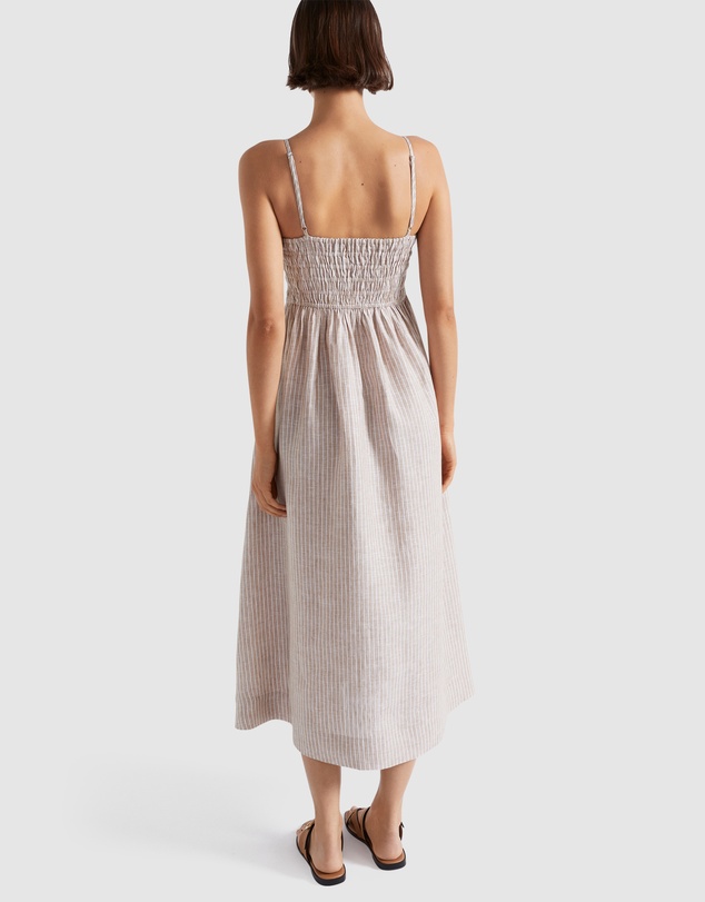 Seed Heritage - Linen Shirred Midi Dress