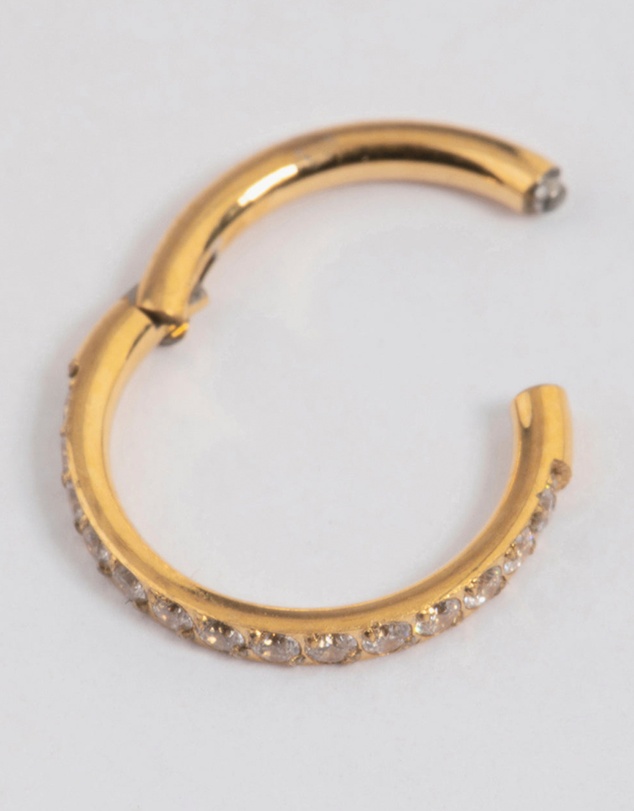 Lovisa - Gold Plated Surgical Steel Fine Pave Band Clicker Ring