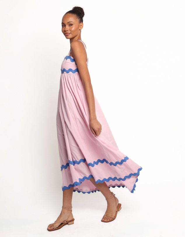 Petal & Pup - Fitzgerald Maxi Dress - Pink/Blue Trim