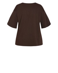 City Chic - Plus size Oversized Crew Neck Tee - chocolate