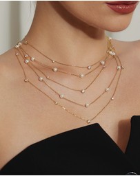 Ania Haie - Ania Haie Gold Shell Pearl Station Chain Necklace