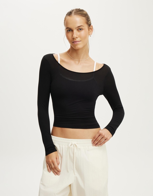 Cotton On Body Active - Active Sheer Boat Neck Longsleeve