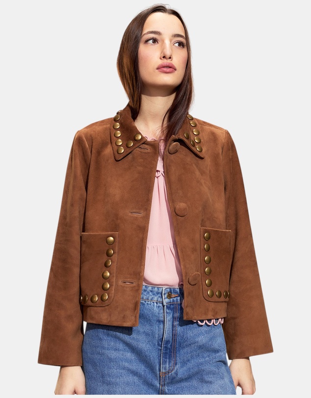 Cynthia Rowley - Studded Suede Cropped Jacket