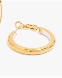 Lovisa - Waterproof Gold Plated Stainless Steel Half White Enamel Hoop Earrings