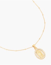 Lovisa - Waterproof Gold Plated Stainless Steel Diamante Mary Pendant Necklace