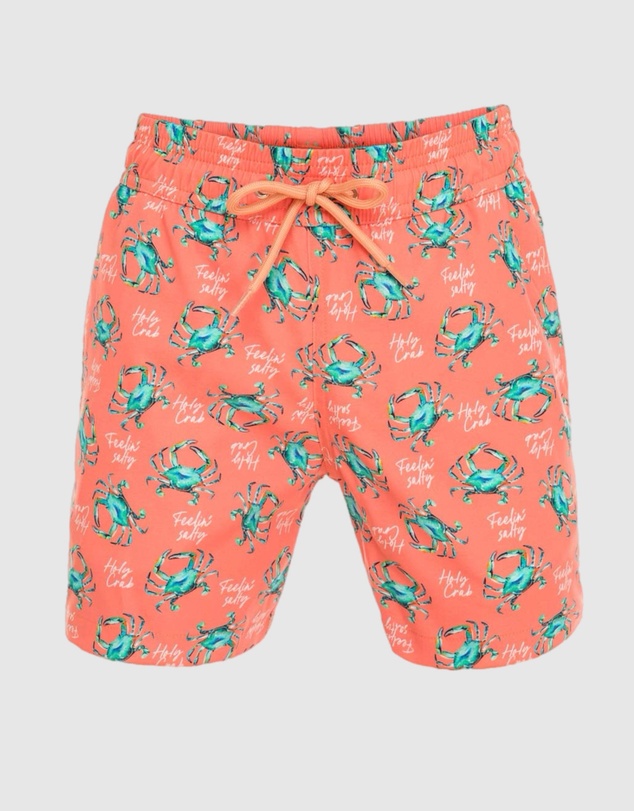 Tolu Australia - Boys Orange Swim Shorts With Crabs