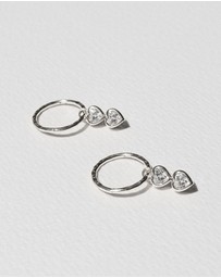 SAINT VALENTINE - Two Of A Kind Heart Mini Hoops - Silver