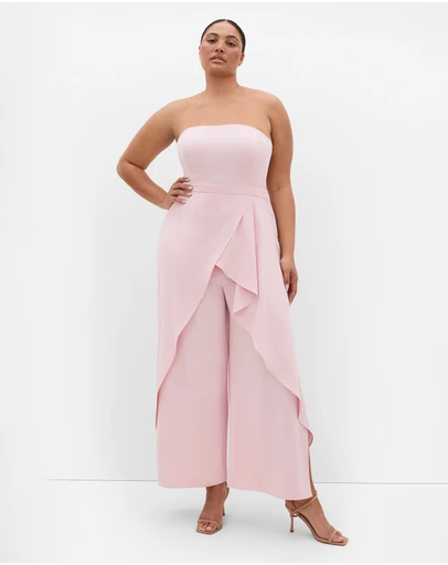 City Chic - Plus size Attract Strapless Jumpsuit - heavenly pink