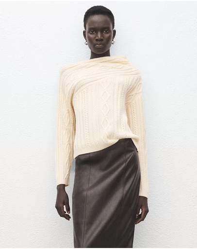 M.N.G - Asymmetrical Cable Knit Sweater
