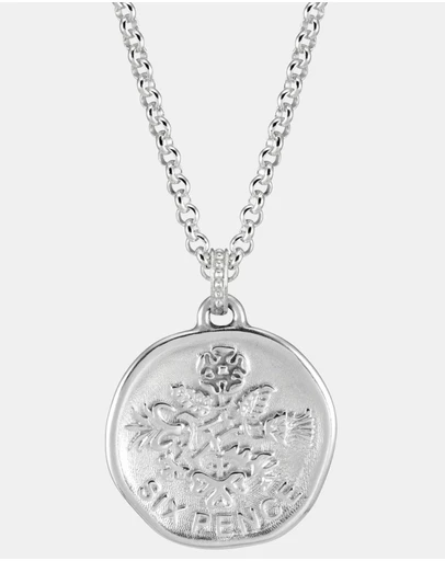 Dower & Hall - Men's Lucky Sixpence Talisman Necklace In Sterling Silver