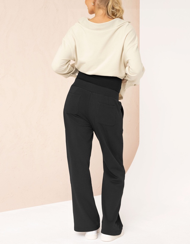 Angel Maternity - Ines High Waist Cotton Terry Maternity Pants In Black