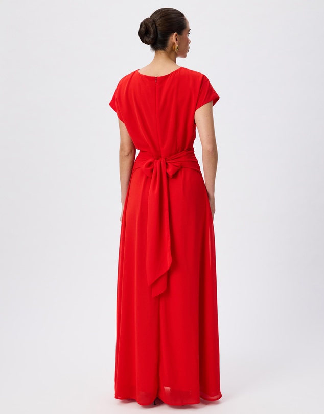 Tussah - Calliope Boat Neck Ruched Detail Maxi Dress