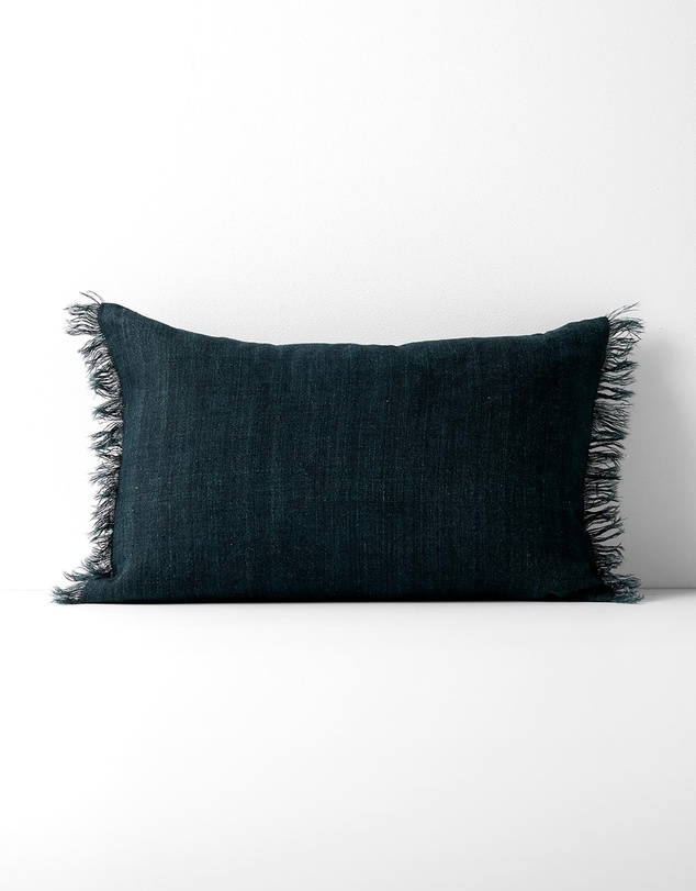 Aura Home - Vintage Linen Fringe Rectangle Cushion