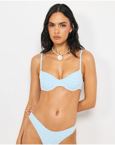 AERE - Sienna Gingham Balconette Bikini Top