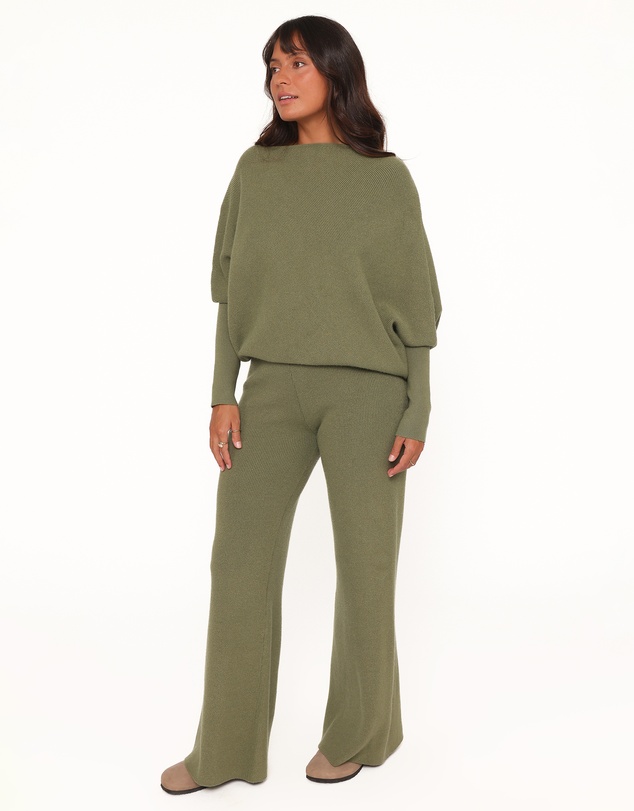 Petal & Pup - Gennie Knitted Pant Set - Avocado