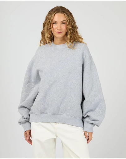All About Eve - Serif Oversized Box Crew Grey Marle