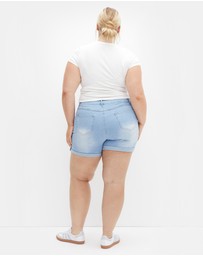City Chic - Plus size Clean Hi Waist Denim Short - light wash