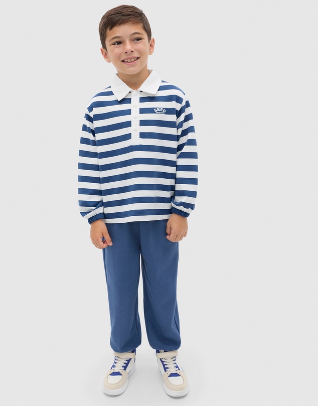 Seed Heritage - Stripe Collar Logo Sweat