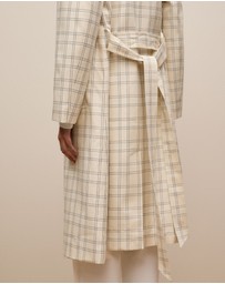 Trenery - Yarn Dyed Check Trench Coat in Fawn