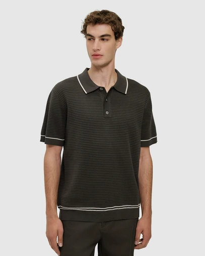 Trenery - Textured Cotton Tipped Knit Polo