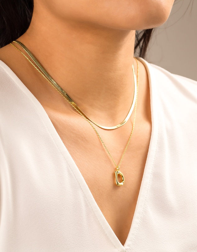 Wanderlust + Co - Alphabet Bubble Pendant Necklace - Letter D