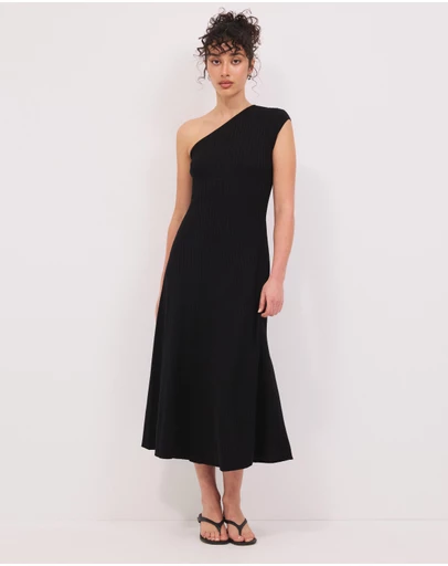 Calli - Ada One Shoulder Knitted Midi Dress