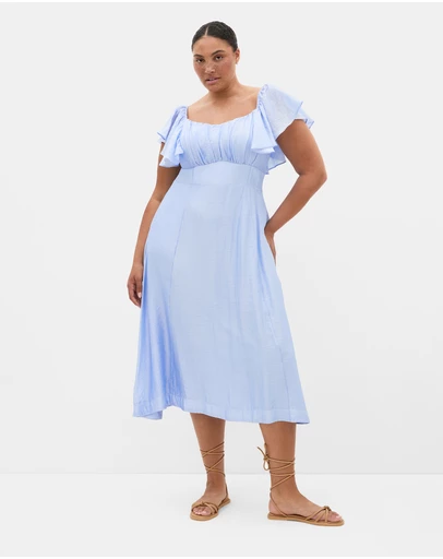 City Chic - Plus size Sherry Tie-Back Dress - sky blue