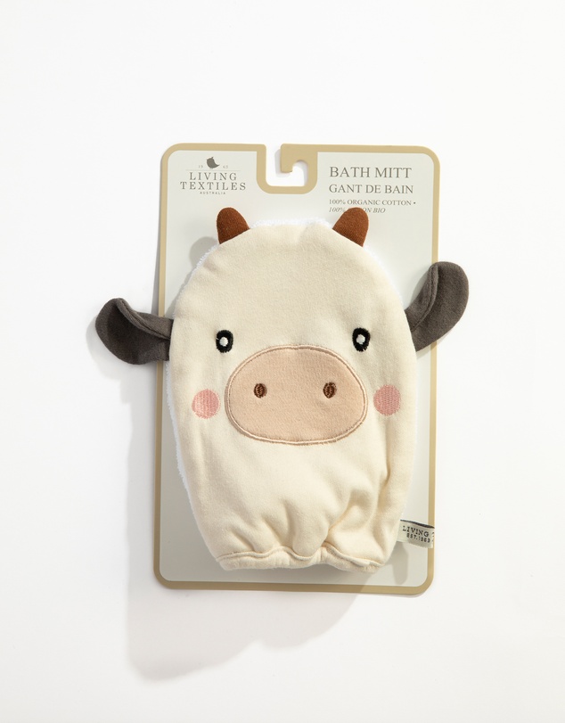 Living Textiles - Organic Bath Mitt - Tractor Ride/Cow