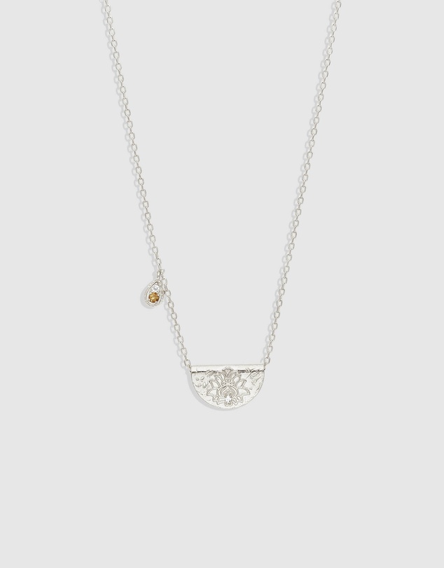 By Charlotte - Silver Lotus Birthstone Necklace - November