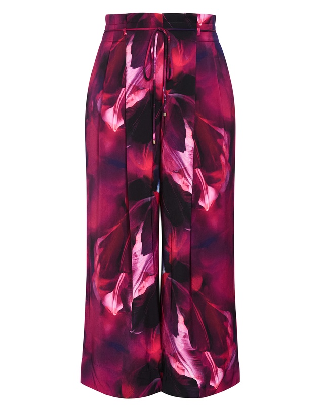 City Chic - Plus size Shania Vivid Print Wide Leg Pant - deep plum