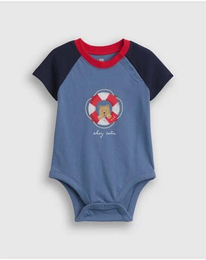GAP - Graphic Jersey SS Single Button Placket Romper - Babies
