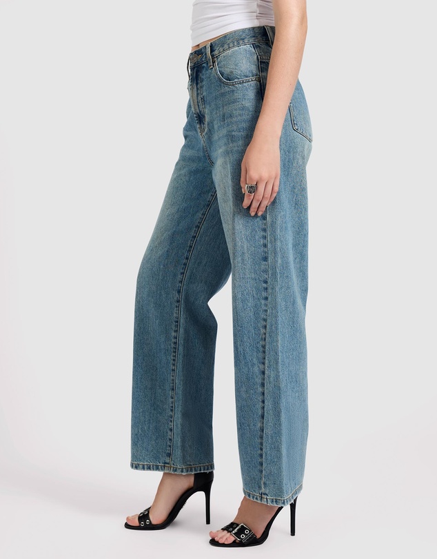 ONE TEASPOON - Baxters Mid Waist Wide Leg Denim Jeans
