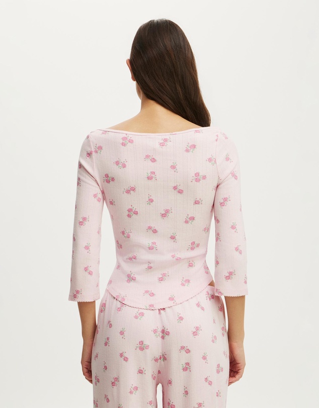 Cotton On Body - Dreamy Soft Pointelle 3/4 Long Sleeve Top