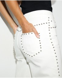 Dazie - Nights Out Studded Mid Rise Straight Leg Jeans