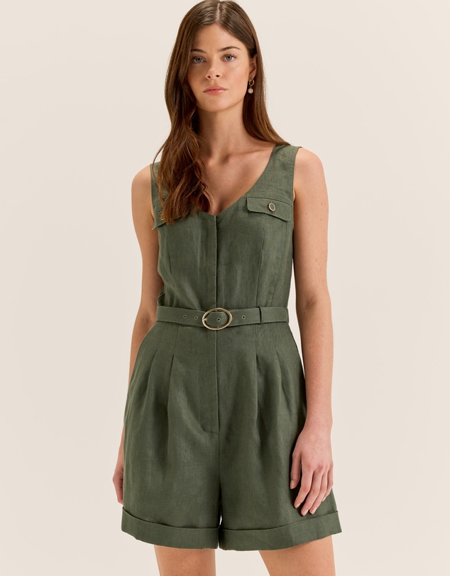 Review - Moss Linen Playsuit
