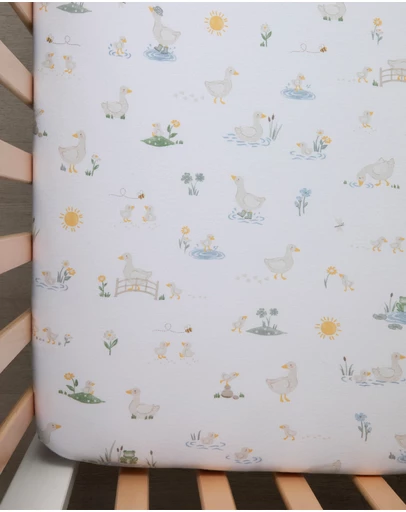 Living Textiles - 2 Pack Organic Cot Fitted Sheet - Goosey Goosey