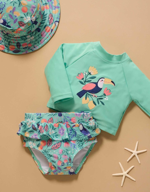 Purebaby - Printed Long Sleeve Rashie Set- Kids-Babies