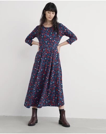 Seasalt - Seasalt Cornwall Blue Veronica Midi Dress in Organic Cotton Jersey